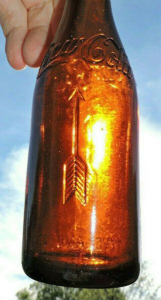 Rare Straight Side Coca Cola Amber Bottle With Arrows " Cleveland,  Ohio "