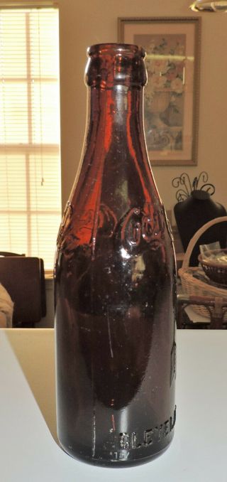 RARE STRAIGHT SIDE COCA COLA AMBER BOTTLE WITH ARROWS 