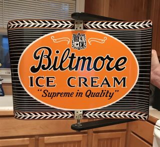 1964 Biltmore Estate Ice Cream Metal Spinner Sign W/frame Advertising