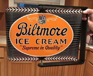 1964 Biltmore Estate Ice Cream Metal Spinner Sign W/Frame Advertising 2