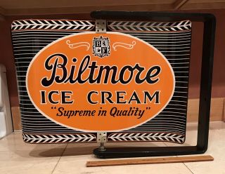 1964 Biltmore Estate Ice Cream Metal Spinner Sign W/Frame Advertising 8