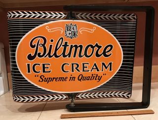 1964 Biltmore Estate Ice Cream Metal Spinner Sign W/Frame Advertising 9