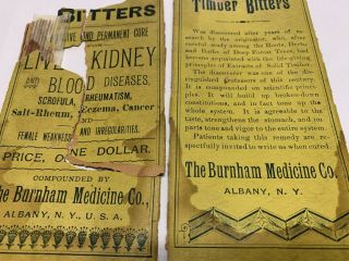 OLD AMBER DR.  BURNHAM ' S TIMBER BITTERS LABEL ONLY.  ALBANY YORK N.  Y. 5