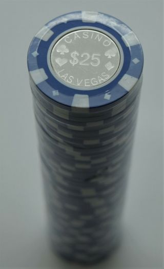 Poker Chips (50) Coin Inlay $25 Casino Las Vegas 14 Gram Coin Center