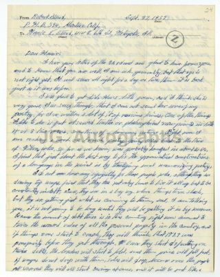 Robert Stroud " The Birdman Of Alcatraz " Autographed 1957 Letter From Alcatraz