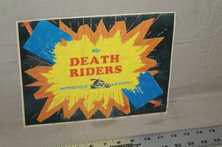 Scarce 1930s The Death Riders Motorcycle Carnival Park Display Sign Harley Bike