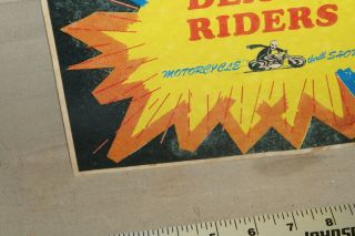 SCARCE 1930s THE DEATH RIDERS MOTORCYCLE CARNIVAL PARK DISPLAY SIGN HARLEY BIKE 3