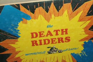 SCARCE 1930s THE DEATH RIDERS MOTORCYCLE CARNIVAL PARK DISPLAY SIGN HARLEY BIKE 5