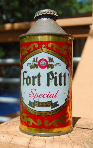 Sweet Unlisted Version Fort Pitt Cone Top Beer Can Jeannette,  Pa Cap And All