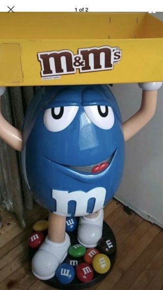M&m Blue Character Candy Store Display With Storage Tray