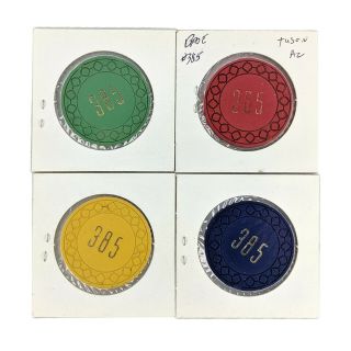 Set Of 4 Casino Poker Chips Elks Lodge 385 Tucson Az Square In Circle Mold Clay