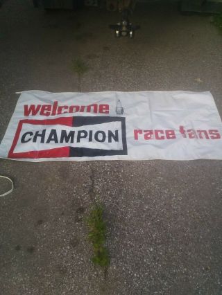 Vintage Champion Spark Plug Welcome Race Fan Banner