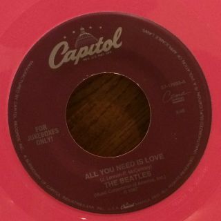 The Beatles All You Need Is Love / Rich Man 45rpm Capitol S7 - 17693 Pink Vinyl Nm