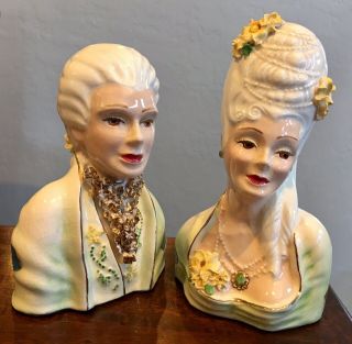 Muriel Of California Josef Originals Ceramic Busts Marie Antoinette & Louis Xvi