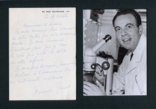 Nobel Prize 1965 Francois Jacob Autograph,  Handwritten Letter Signed