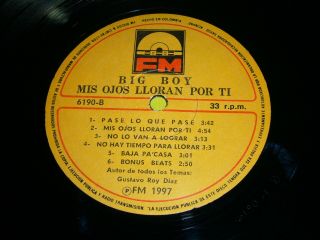 BIG BOY mis ojos lloran por ti LP / LATIN REGGAE HIP HOP RARE COLOMBIA ONLY ♫♫♫ 4