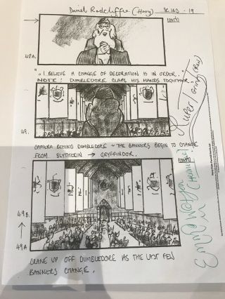 Harry Potter Production Storyboard Signed By Radcliffe Watson & Grint 2