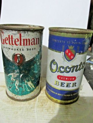 Gettelman & Oconto Flat Top Beer Cans - [read Description] -