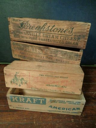 4 Antique Wooden Cheese Boxes Breakstone 