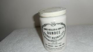 Vintage James Keiller & Sons Dundee Orange Marmalade Stoneware 16 Oz Jar Crock