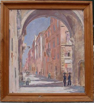 Sunlit Cityscape From Rome,  Italy.  Signed And Dated 1930.