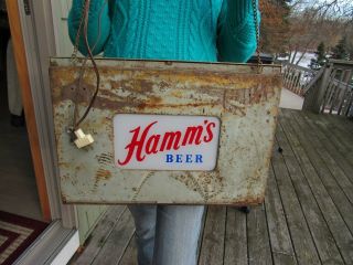 1950 ' s HAMM ' S BEER DOUBLE SIDED REVERSE PAINTED GLASS ADVERTISING SIGN 10