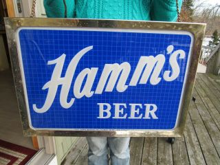1950 ' s HAMM ' S BEER DOUBLE SIDED REVERSE PAINTED GLASS ADVERTISING SIGN 4