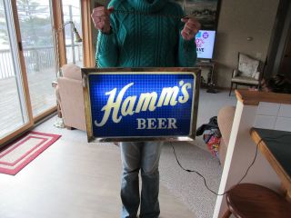 1950 ' s HAMM ' S BEER DOUBLE SIDED REVERSE PAINTED GLASS ADVERTISING SIGN 5