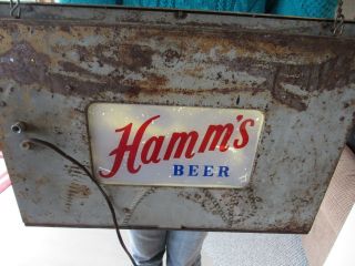 1950 ' s HAMM ' S BEER DOUBLE SIDED REVERSE PAINTED GLASS ADVERTISING SIGN 8