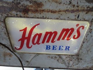 1950 ' s HAMM ' S BEER DOUBLE SIDED REVERSE PAINTED GLASS ADVERTISING SIGN 9