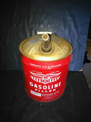 Vintage 5 Gallon Eagle Gas Can No.  1005 With Nozzle