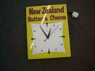 Vintage Smiths Electric Advertising Wall Clock,  Zealand Butter & Cheese