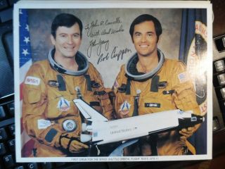 Autographed Picture Astronaut John Young & Bob Crippen 1st Space Shuttle Sts - 1