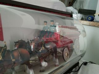 1960 ' s BUDWEISER Illuminated Beer Sign with Clydesdale Wagon Team 3