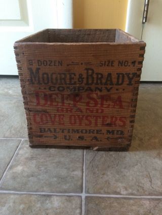 Moore & Brady Co Deep Sea Brand Cove Oysters Baltimore Md Box
