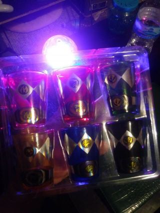 Mighty Morphin Power Rangers Shot Glasses Complete Set Of 6 1.  5oz Christmas