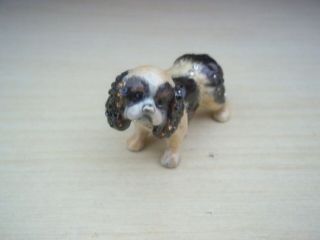 Jay Strongwater Miniature King Charles Cavalier Dog Figurine 1.  5 " Tx2 " L Crystals