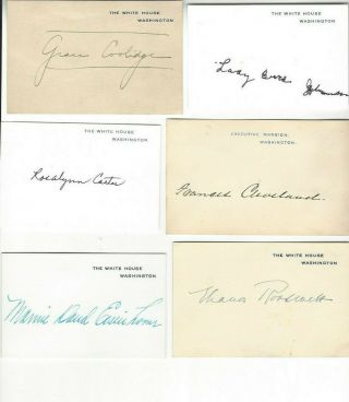 White House Cards Signed By 9 First Ladies; Roosevelt; Truman; Johnson,  Hoover,
