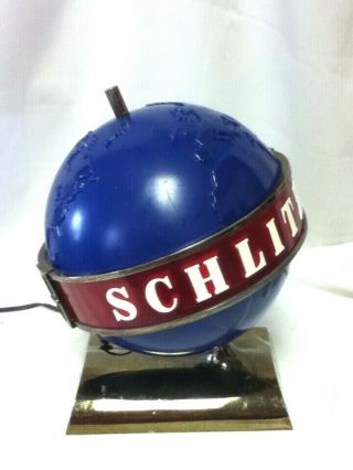 Schlitz Beer Sign 1956 Motion Spinning Globe Back Bar Topper Lighted Bar Light R