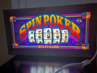 Spin Poker Slot Machine Glass Lighted Box Casino Sign Man Cave Gambling Decor