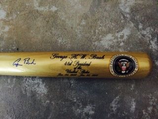 President Bush Commemorative " Seal Of The President " Bat - Autographed