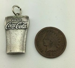 Vintage RARE 1953 Coca Cola Coke Cup Sterling Silver Charm Commemorating Sales 4