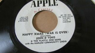 Beatles John & Yoko 45 Happy Christmas (war Is Over) On Apple 45x - 47663 Promo
