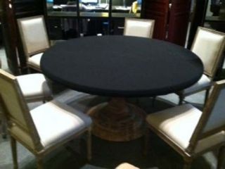 Black Poker Felt Table Cloth For 60 " Round With Elastic Edge - Mto