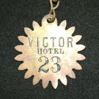 Historic Brass Key Fob & Key For The Victor Hotel,  Victor,  Colorado