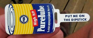 Vintage Double Sided Pure Oil Co Purelube Oil Can & Ac Filter Metal Reminder Tag