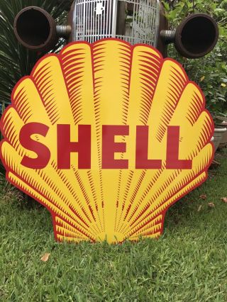 Antique Vintage Old Style Shell Gasoline And Oil Sign 40 "