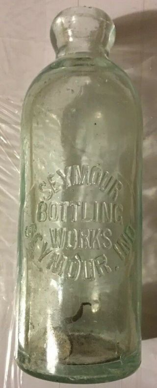 Seymour Indiana Bottling Clear Glass Hutch Hutchinson Soda Blob Top Bottle