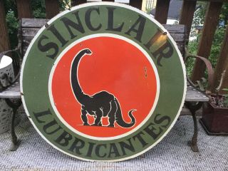 Large 1949 Double Sided Sinclair Oil Porcelain Sign