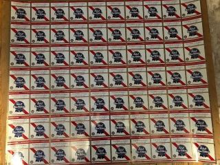 Pabst Blue Ribbon Beer Uncut Can Steel Sheet Early 70s Pbr Hipster Rare Craft